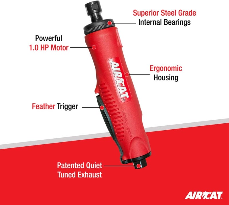 AirCat Pneumatic Tools 6260 1.0 HP Composite Straight Die Grinder 22,000 RPM - Image 1